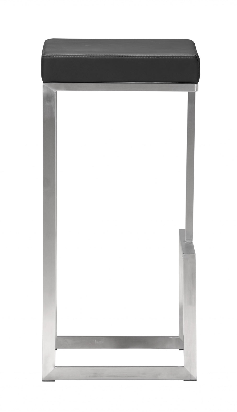 Set Of Two 30" Black And Silver Steel Backless Bar Height Chairs With Footrest By Homeroots | Bar Stools | Modishstore - 2