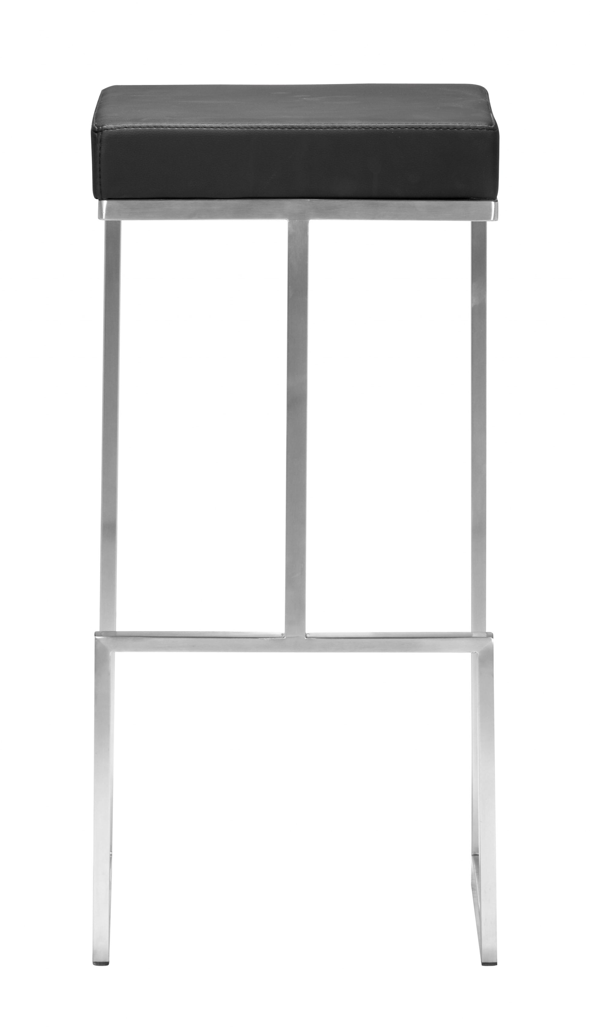 Set Of Two 30" Black And Silver Steel Backless Bar Height Chairs With Footrest By Homeroots | Bar Stools | Modishstore - 3