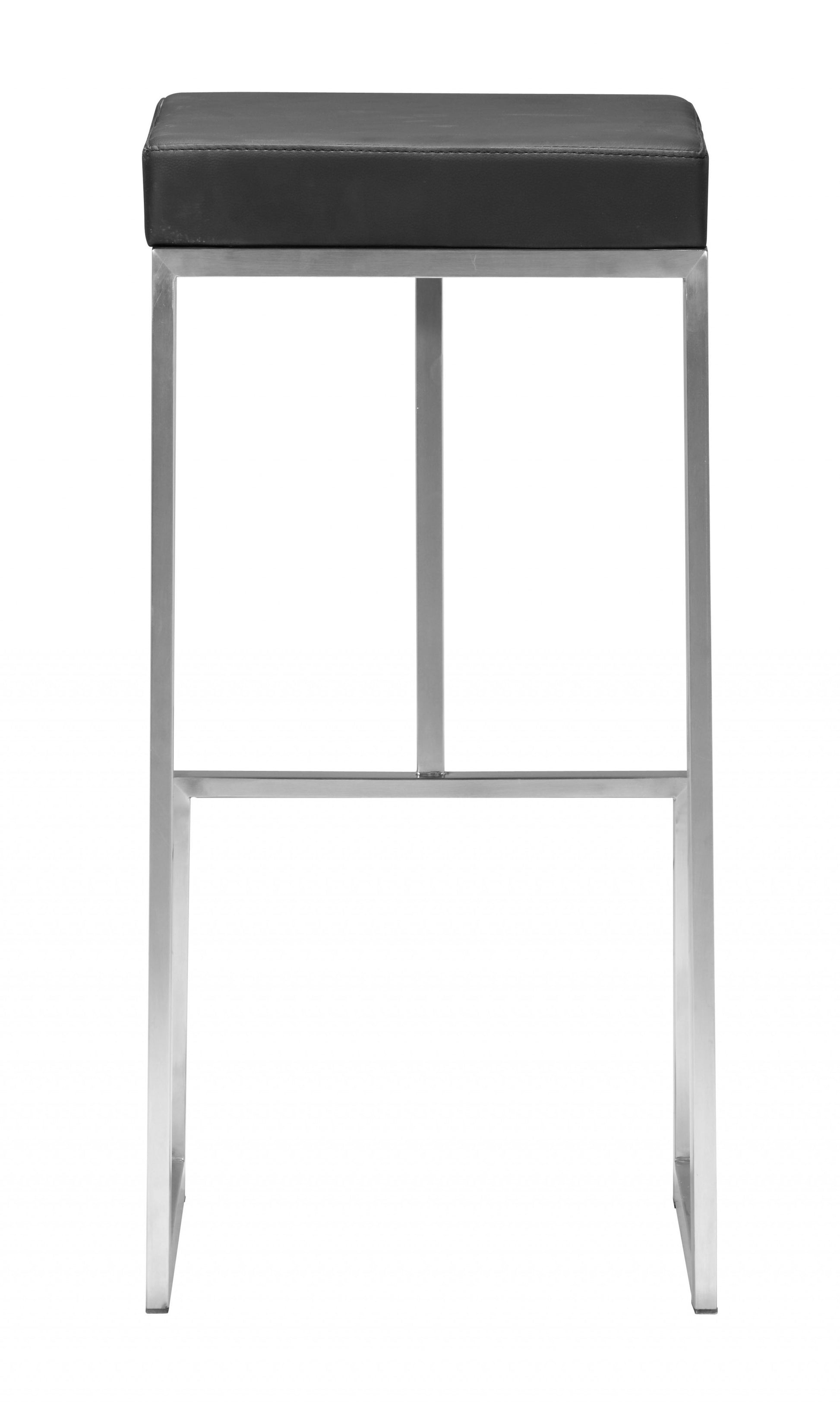 Set Of Two 30" Black And Silver Steel Backless Bar Height Chairs With Footrest By Homeroots | Bar Stools | Modishstore - 4