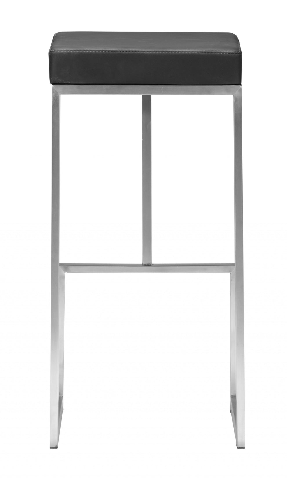 Set Of Two 30" Black And Silver Steel Backless Bar Height Chairs With Footrest By Homeroots | Bar Stools | Modishstore - 4