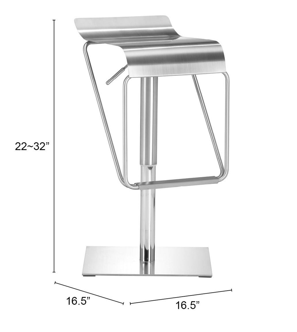 22" Silver Swivel Backless Bar Height Chair With Footrest By Homeroots | Bar Stools | Modishstore - 8