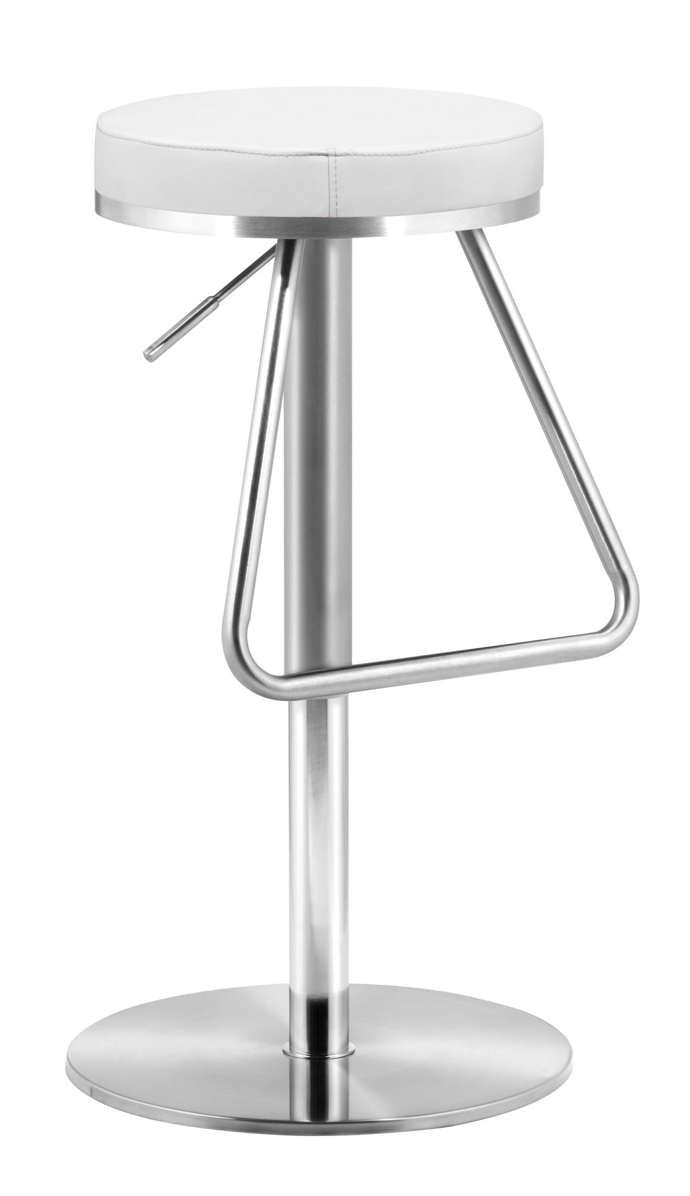 22" White And Silver Steel Swivel Backless Bar Height Chair With Footrest By Homeroots | Bar Stools | Modishstore - 2