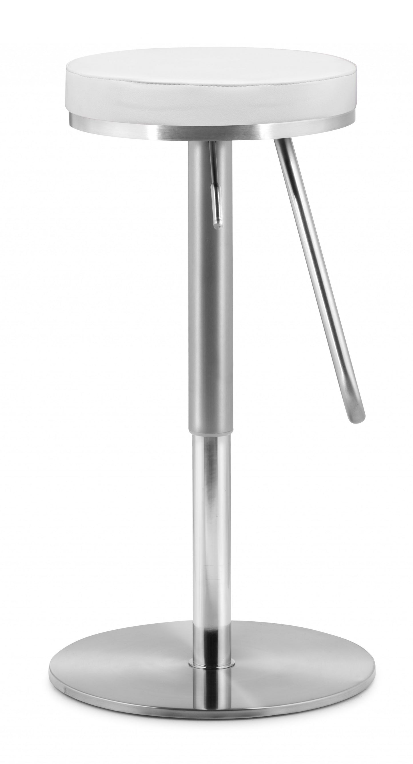 22" White And Silver Steel Swivel Backless Bar Height Chair With Footrest By Homeroots | Bar Stools | Modishstore - 3