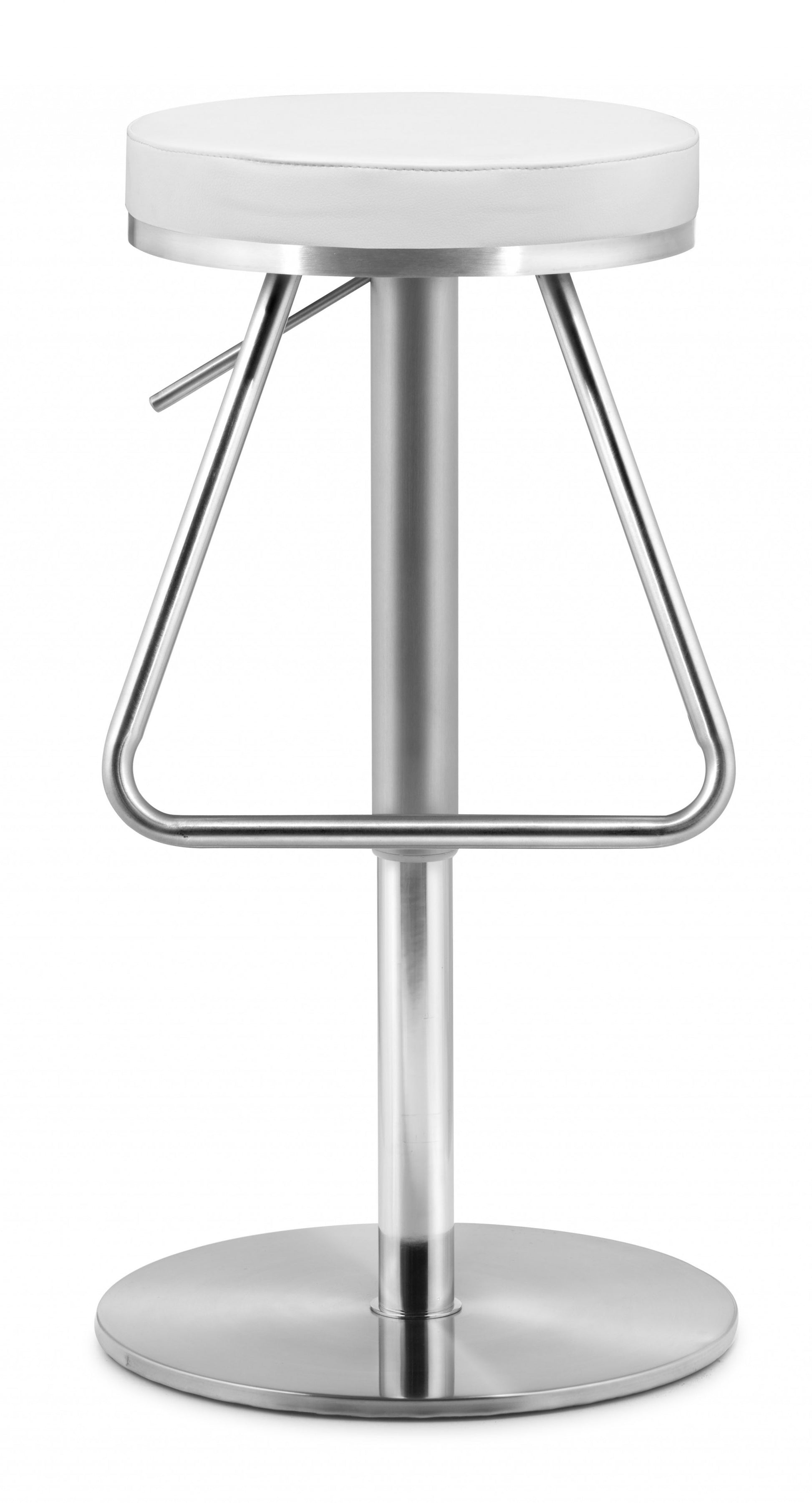 22" White And Silver Steel Swivel Backless Bar Height Chair With Footrest By Homeroots | Bar Stools | Modishstore - 4