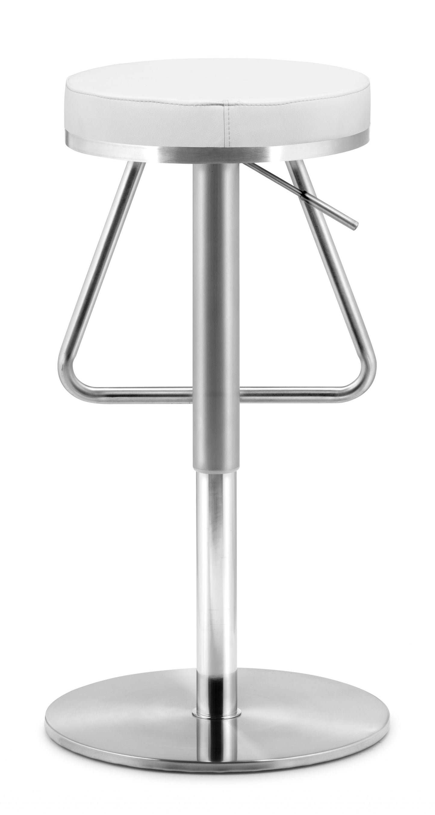 22" White And Silver Steel Swivel Backless Bar Height Chair With Footrest By Homeroots | Bar Stools | Modishstore - 5