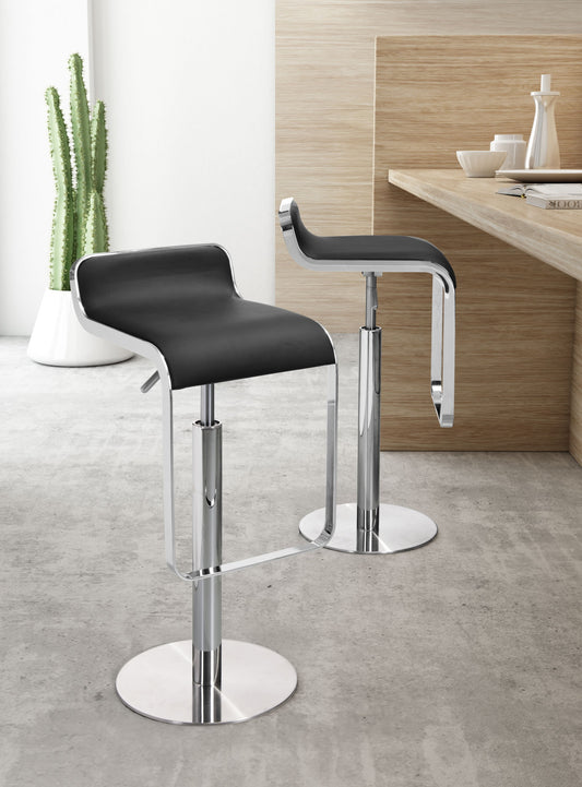 31" Black And Silver Steel Swivel Backless Adjustable Height Bar Chair With Footrest By Homeroots