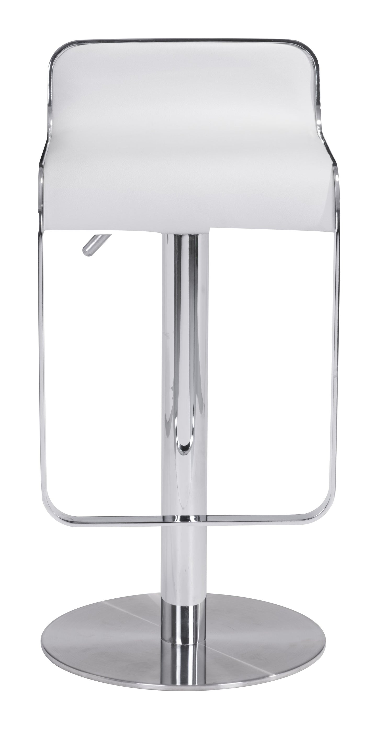 Modern White Faux Leather and Chrome Adjustable Pedestal Barstool By Homeroots