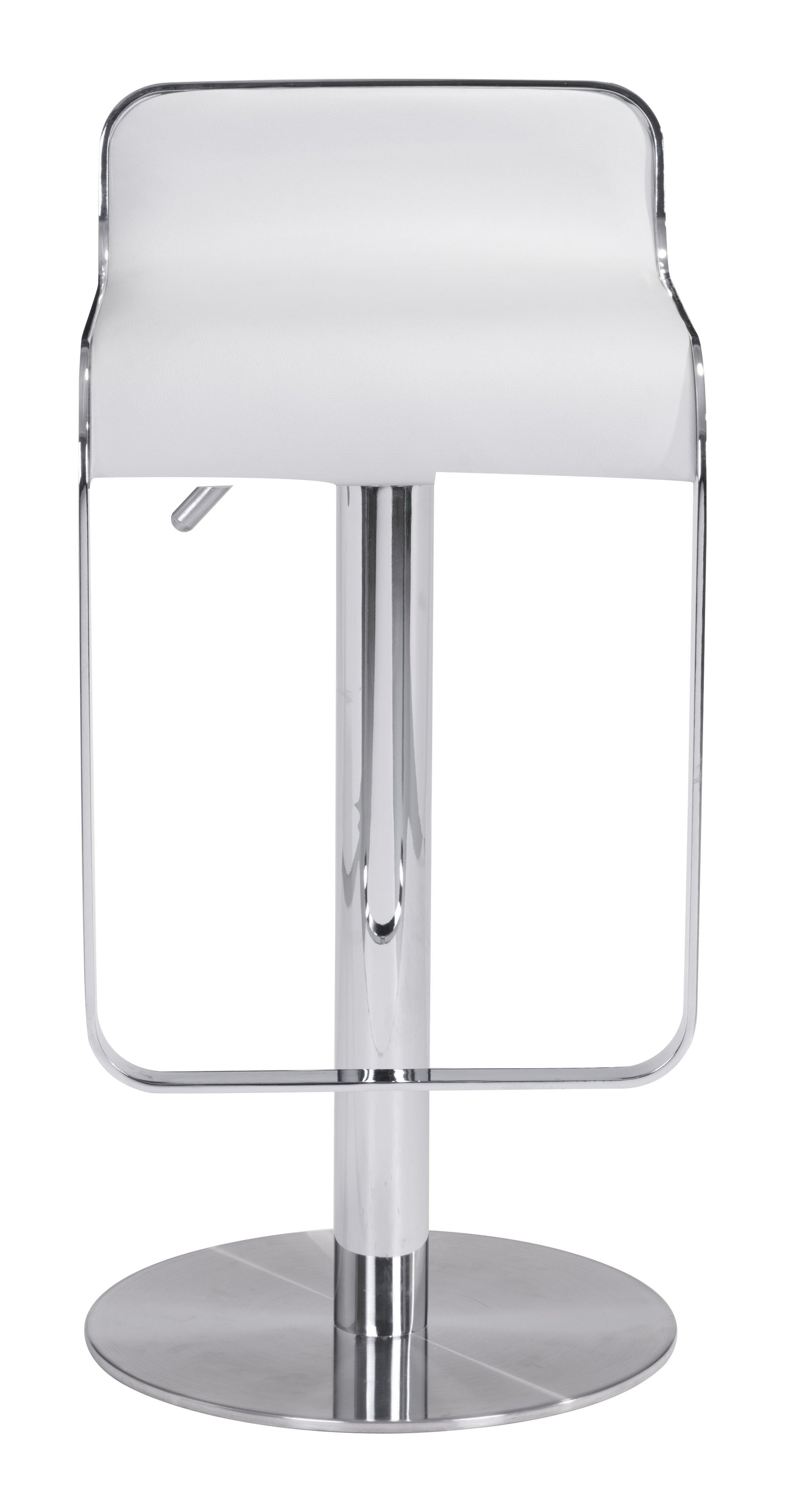 Modern White Faux Leather and Chrome Adjustable Pedestal Barstool By Homeroots | Bar Stools | Modishstore - 3