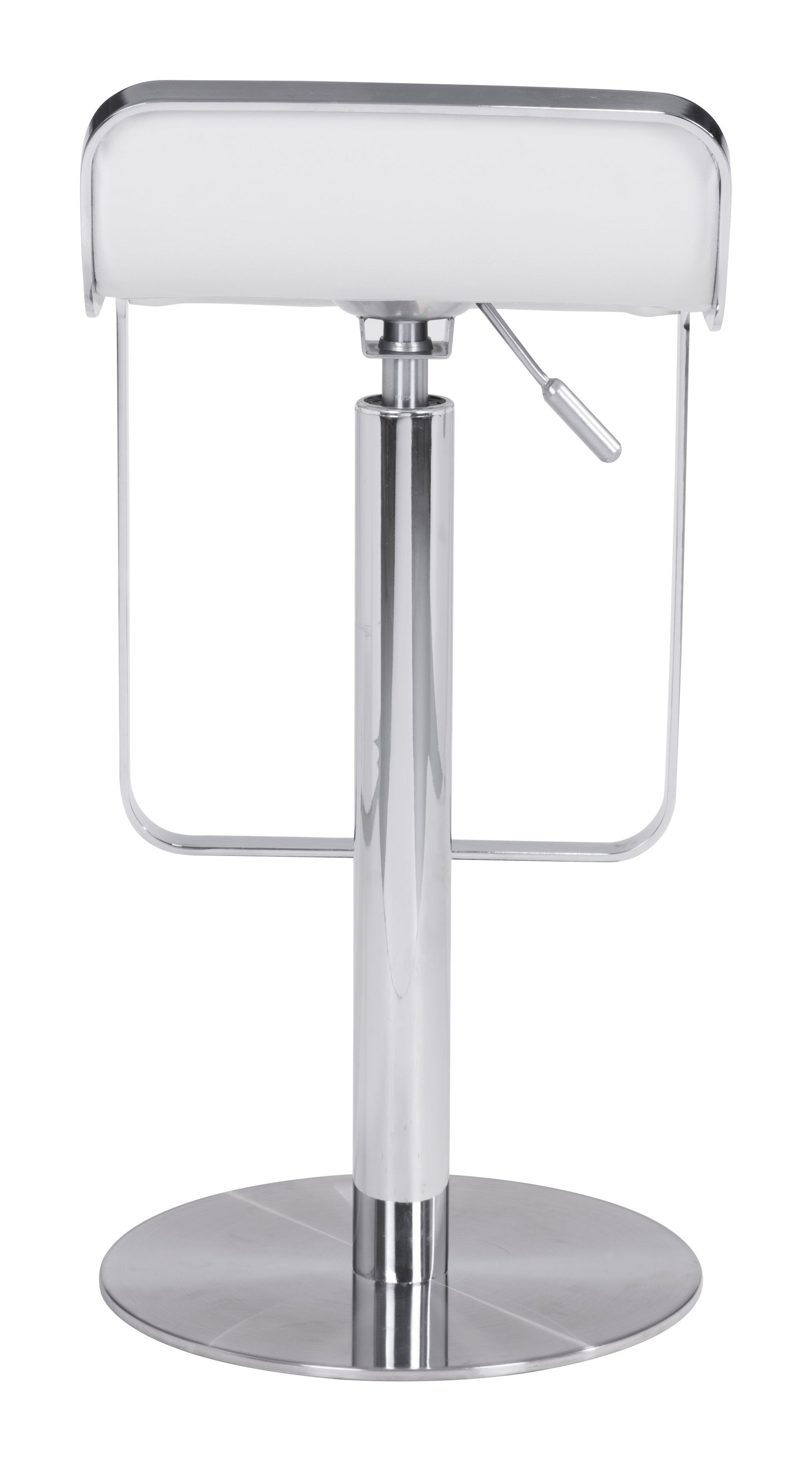 Modern White Faux Leather and Chrome Adjustable Pedestal Barstool By Homeroots | Bar Stools | Modishstore - 4