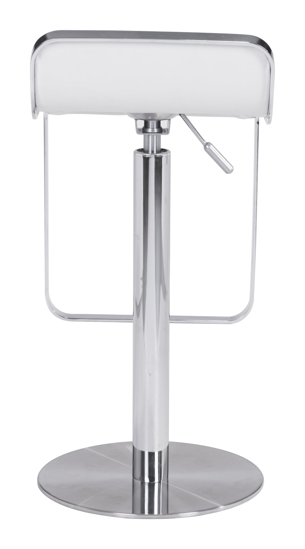 Modern White Faux Leather and Chrome Adjustable Pedestal Barstool By Homeroots | Bar Stools | Modishstore - 4