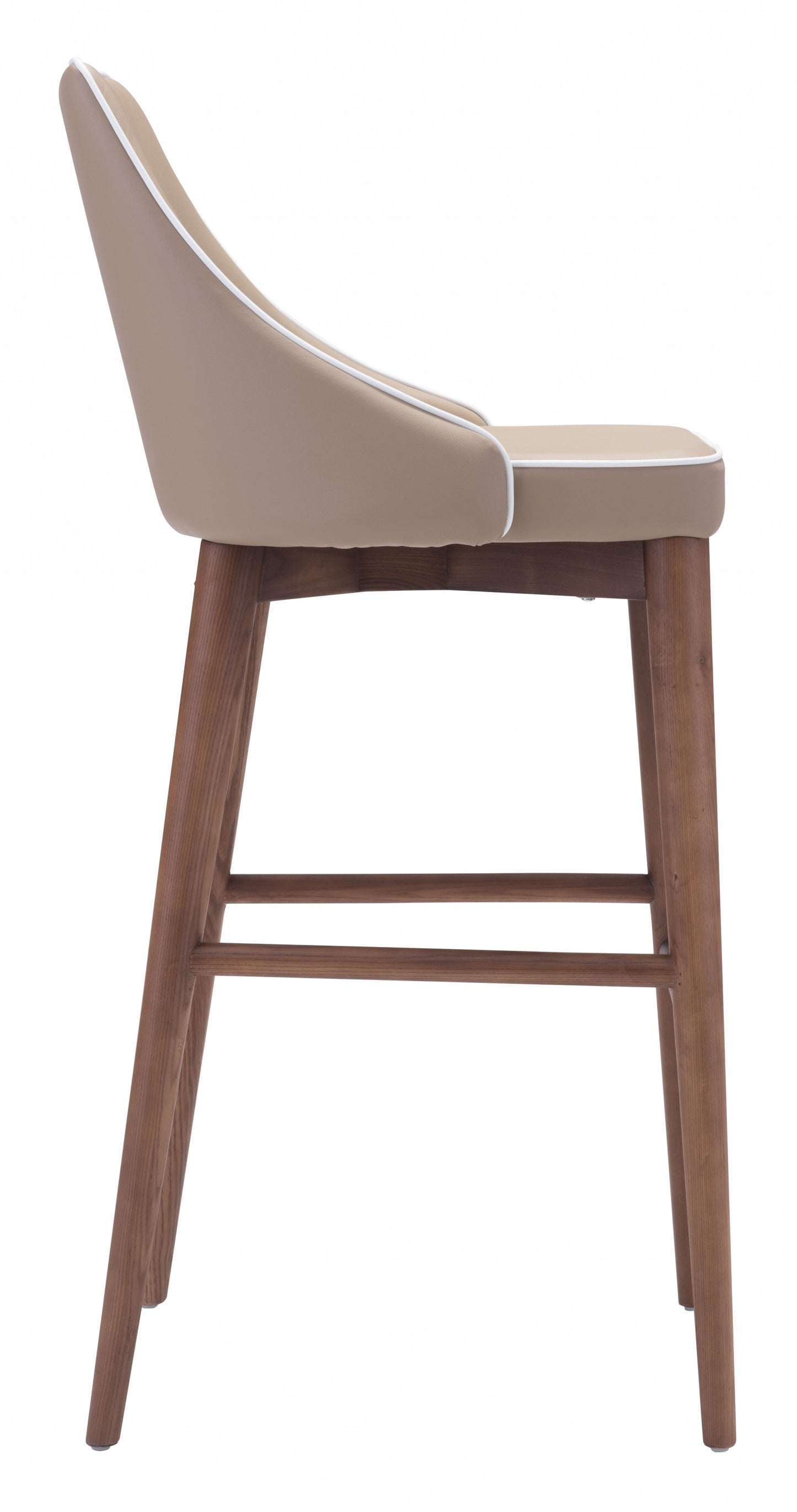 41" Beige And Brown Solid Wood Low Back Bar Height Chair With Footrest By Homeroots | Bar Stools | Modishstore - 2