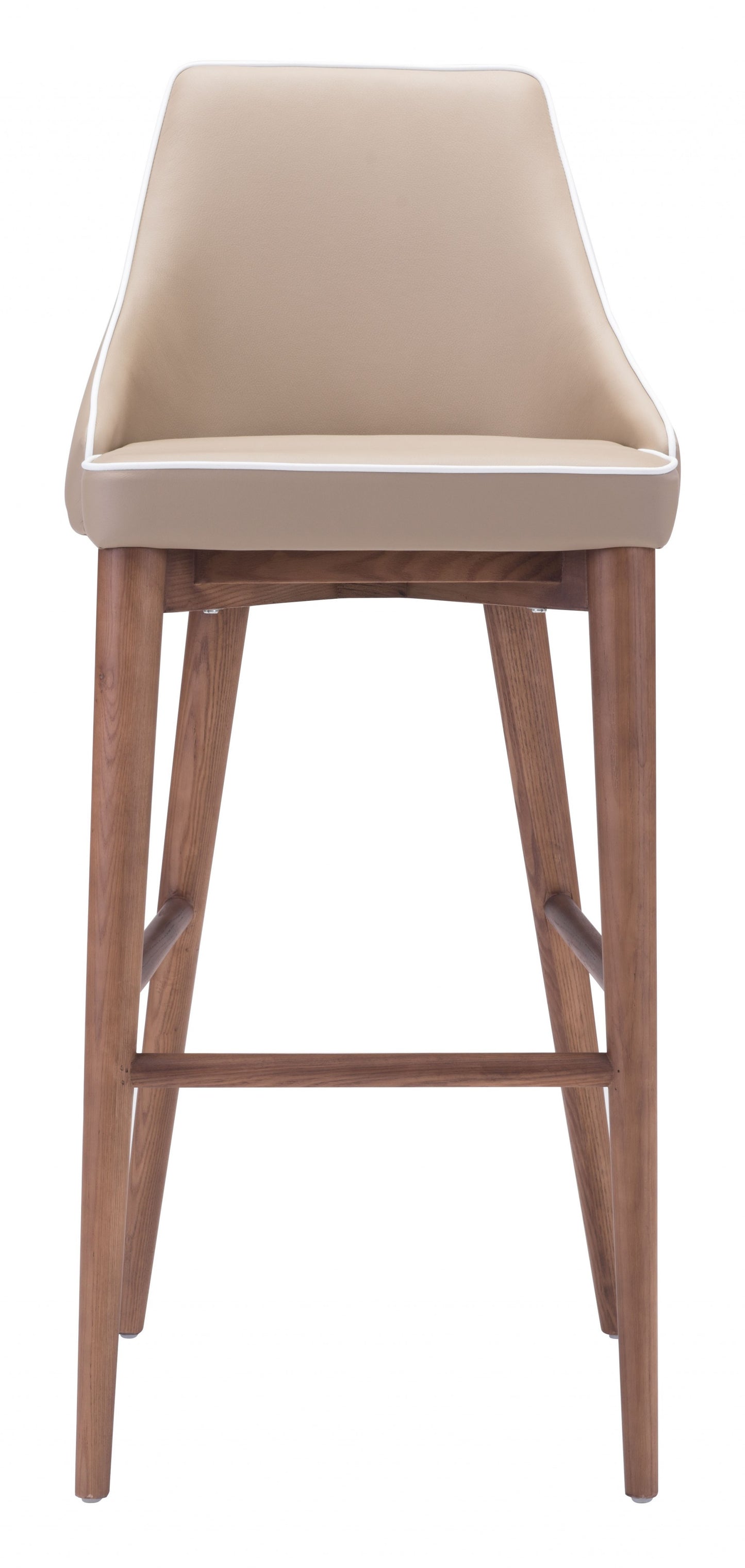 41" Beige And Brown Solid Wood Low Back Bar Height Chair With Footrest By Homeroots