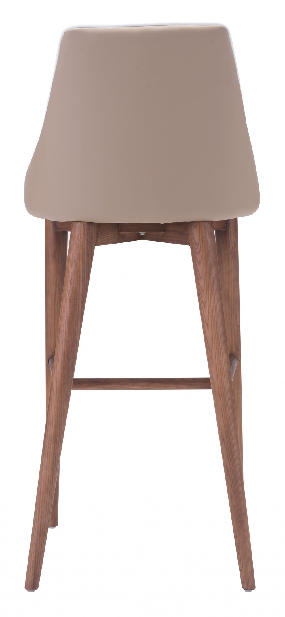 41" Beige And Brown Solid Wood Low Back Bar Height Chair With Footrest By Homeroots | Bar Stools | Modishstore - 4