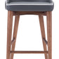 41" Gray And Brown Solid Wood Low Back Bar Height Chair With Footrest By Homeroots