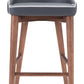 41" Gray And Brown Solid Wood Low Back Bar Height Chair With Footrest By Homeroots | Bar Stools | Modishstore - 3