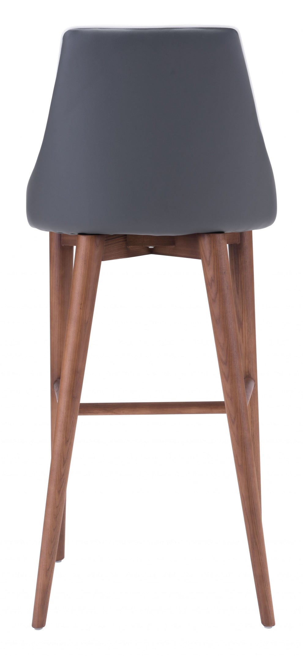 41" Gray And Brown Solid Wood Low Back Bar Height Chair With Footrest By Homeroots | Bar Stools | Modishstore - 4