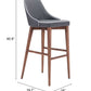 41" Gray And Brown Solid Wood Low Back Bar Height Chair With Footrest By Homeroots | Bar Stools | Modishstore - 6