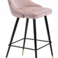 41" Pink Tufted Velvet And Black Bar Height Chair With Footrest By Homeroots | Bar Stools | Modishstore