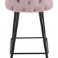 41" Pink Tufted Velvet And Black Bar Height Chair With Footrest By Homeroots | Bar Stools | Modishstore - 5