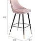 41" Pink Tufted Velvet And Black Bar Height Chair With Footrest By Homeroots | Bar Stools | Modishstore - 7