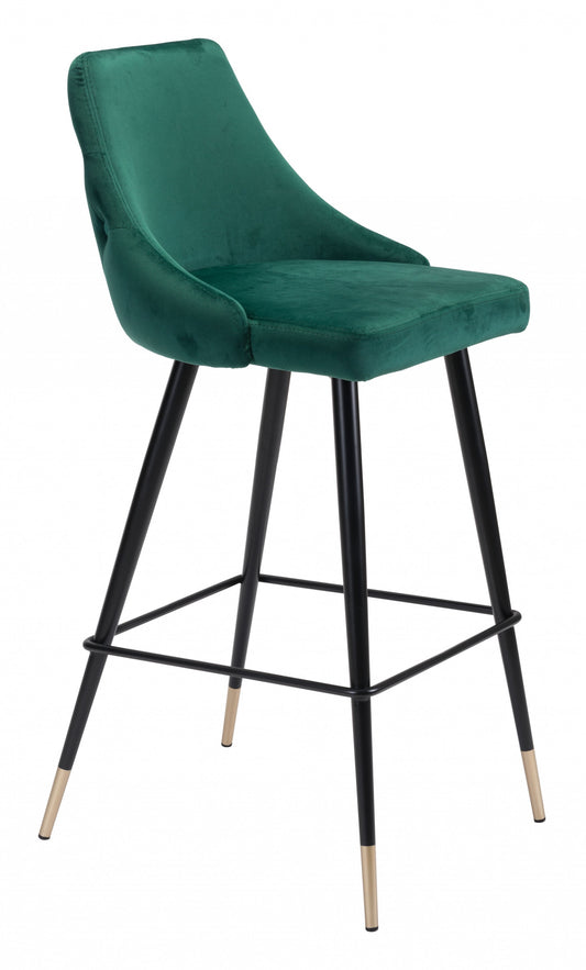 41" Green And Black Steel Low Back Bar Height Chair With Footrest By Homeroots