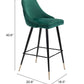 41" Green And Black Steel Low Back Bar Height Chair With Footrest By Homeroots | Bar Stools | Modishstore - 7