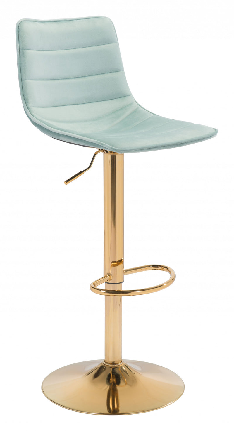 Prima Bar Chair Light Green & Gold By Homeroots | Bar Stools | Modishstore