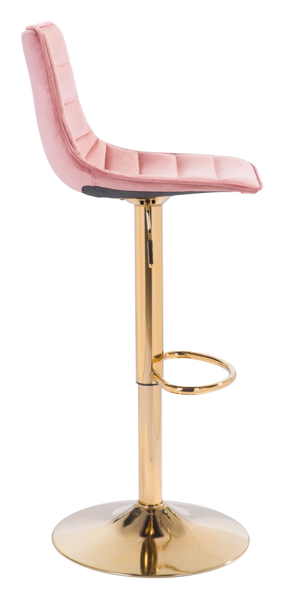 35" Pink And Gold Steel Swivel Low Back Counter Height Bar Chair With Footrest By Homeroots | Bar Stools | Modishstore - 3