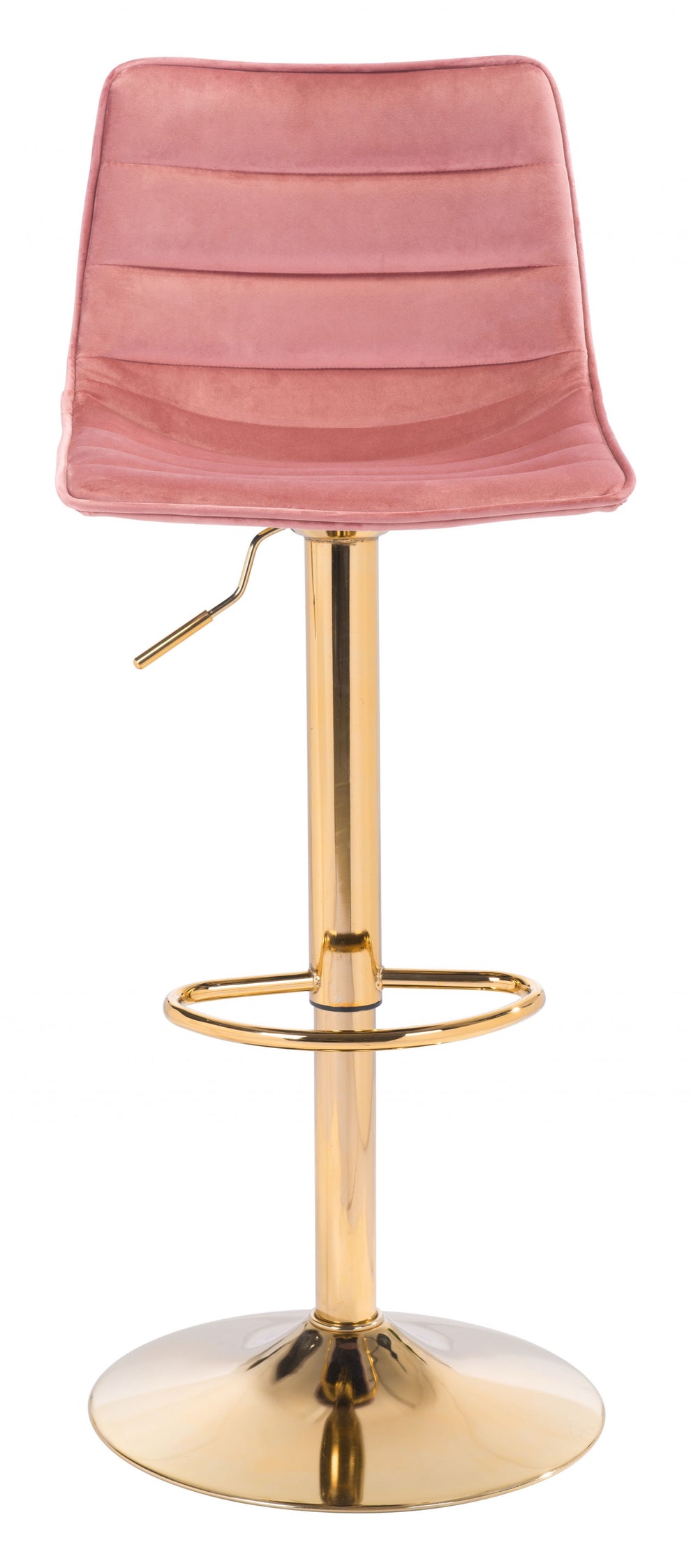 35" Pink And Gold Steel Swivel Low Back Counter Height Bar Chair With Footrest By Homeroots | Bar Stools | Modishstore - 4