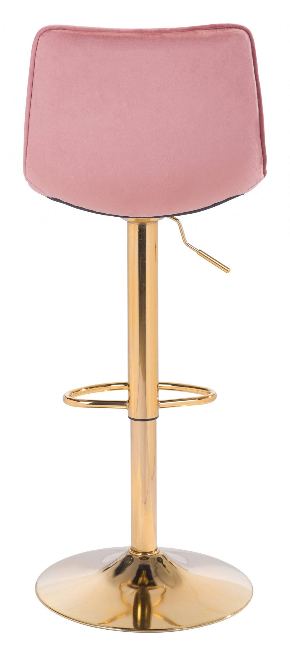 35" Pink And Gold Steel Swivel Low Back Counter Height Bar Chair With Footrest By Homeroots | Bar Stools | Modishstore - 5