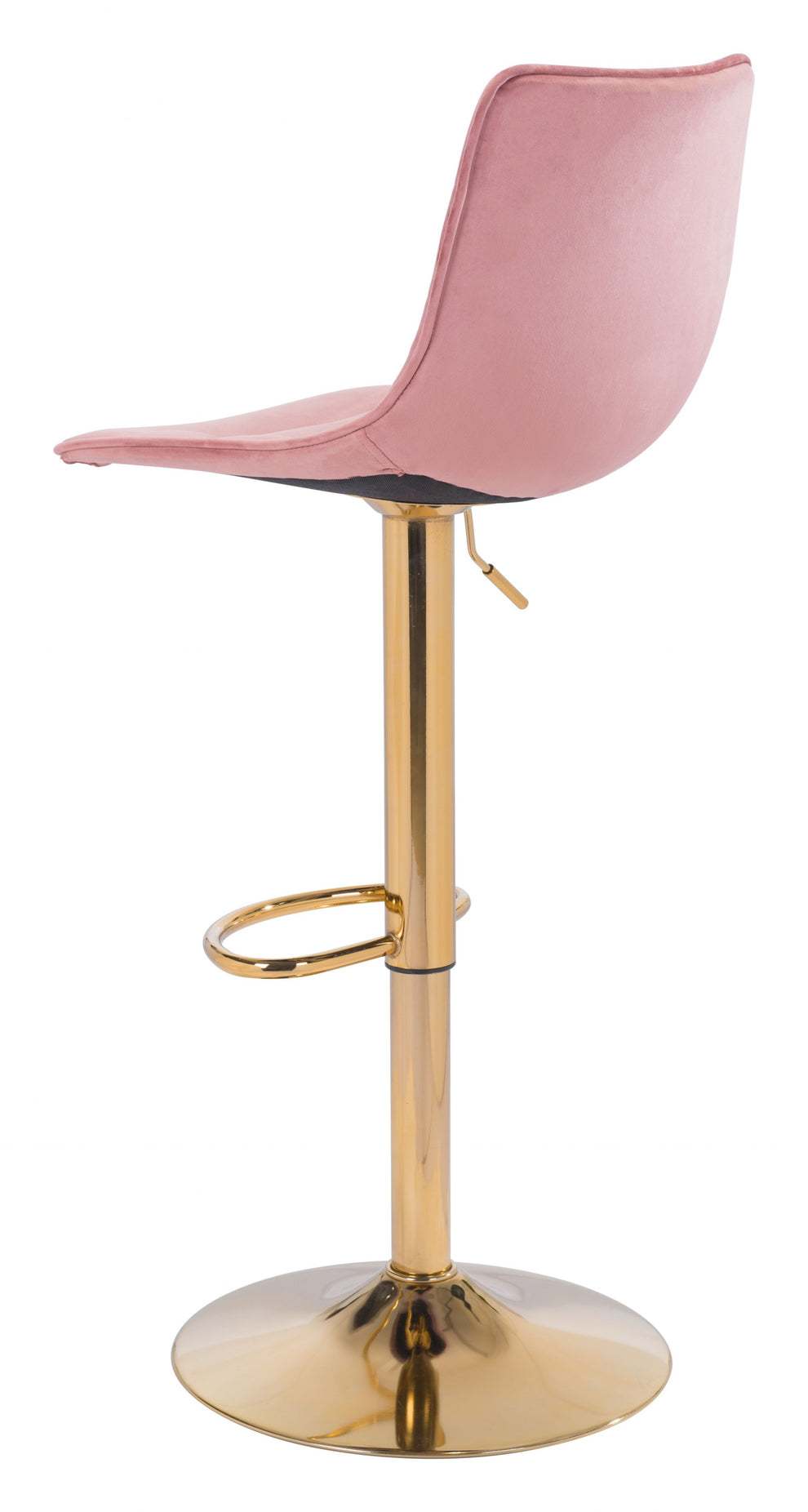 35" Pink And Gold Steel Swivel Low Back Counter Height Bar Chair With Footrest By Homeroots | Bar Stools | Modishstore - 6