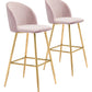 41" Pink And Gold Steel Low Back Bar Height Chair With Footrest By Homeroots | Bar Stools | Modishstore - 6