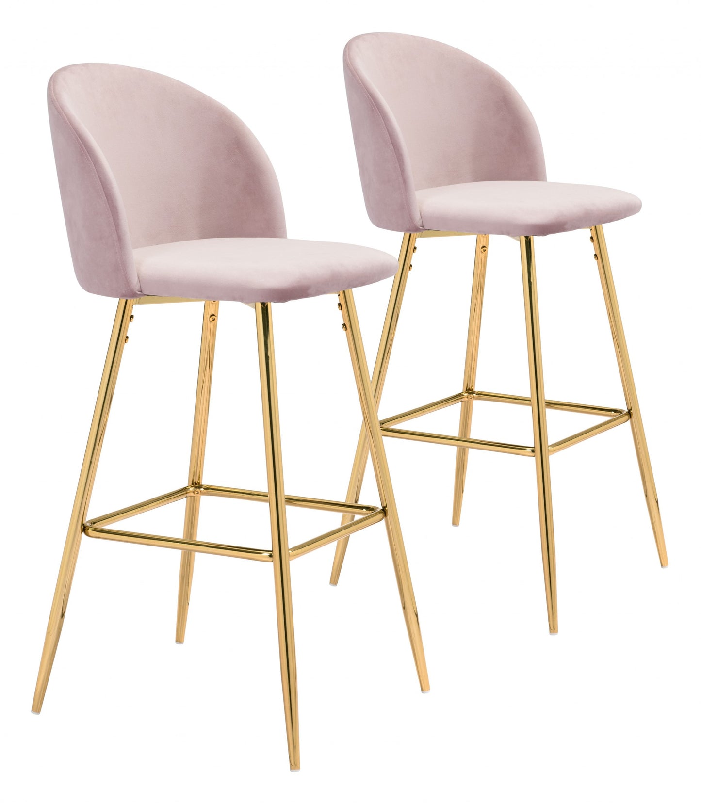 41" Pink And Gold Steel Low Back Bar Height Chair With Footrest By Homeroots