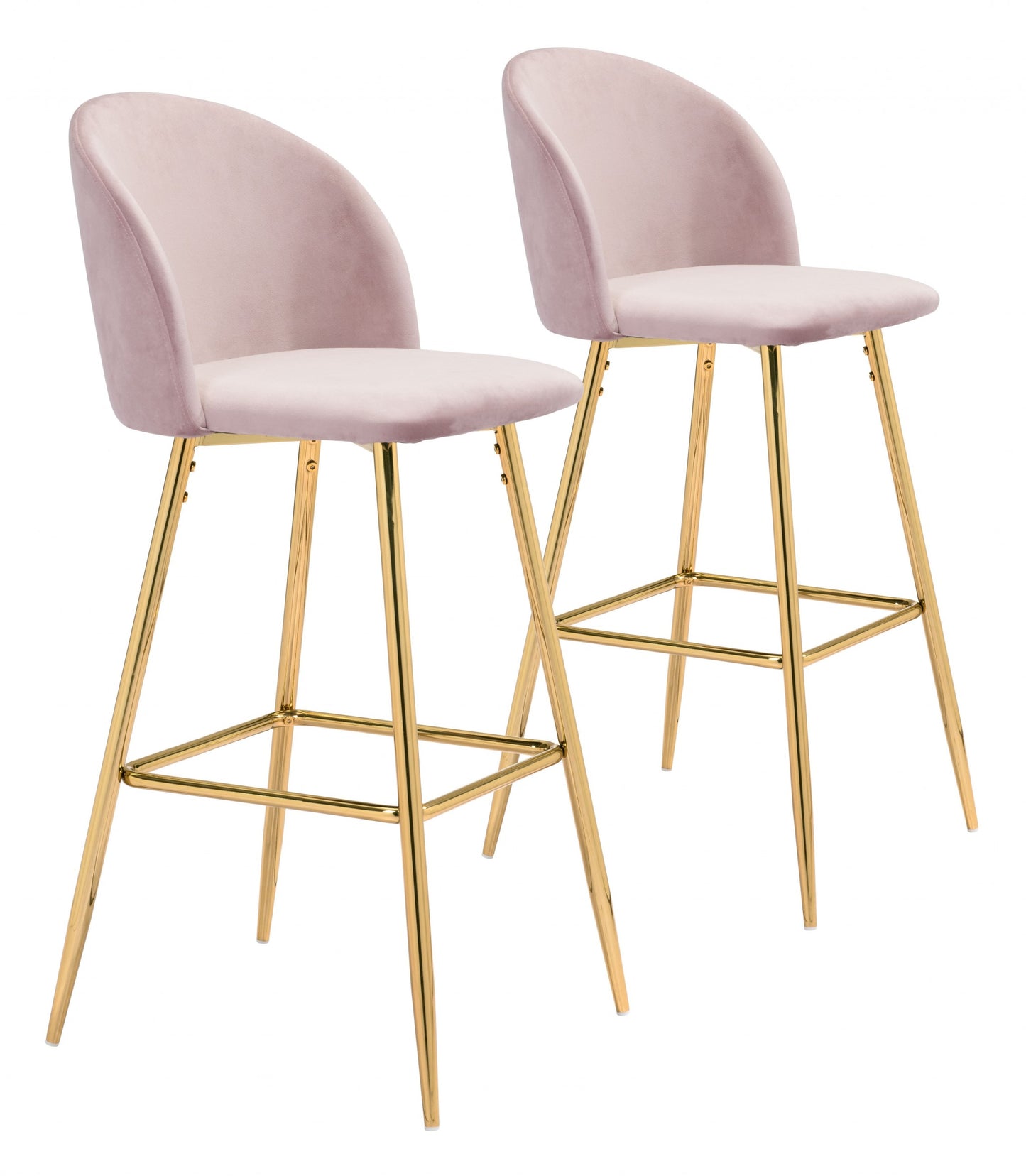 41" Pink And Gold Steel Low Back Bar Height Chair With Footrest By Homeroots | Bar Stools | Modishstore - 6