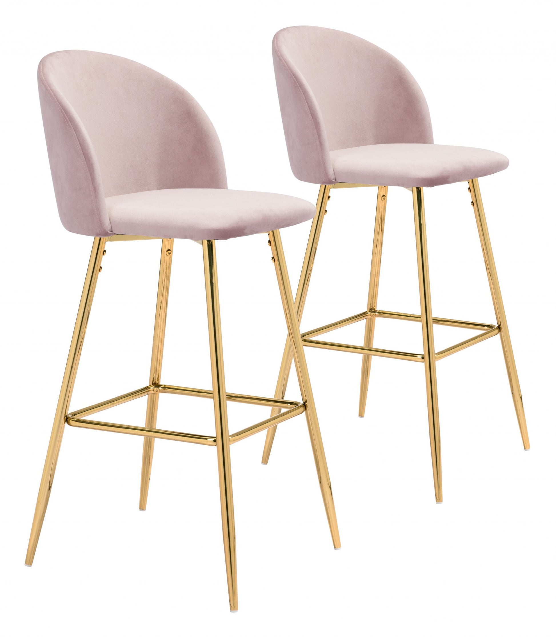 41" Pink And Gold Steel Low Back Bar Height Chair With Footrest By Homeroots | Bar Stools | Modishstore - 6