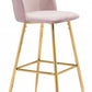 41" Pink And Gold Steel Low Back Bar Height Chair With Footrest By Homeroots | Bar Stools | Modishstore