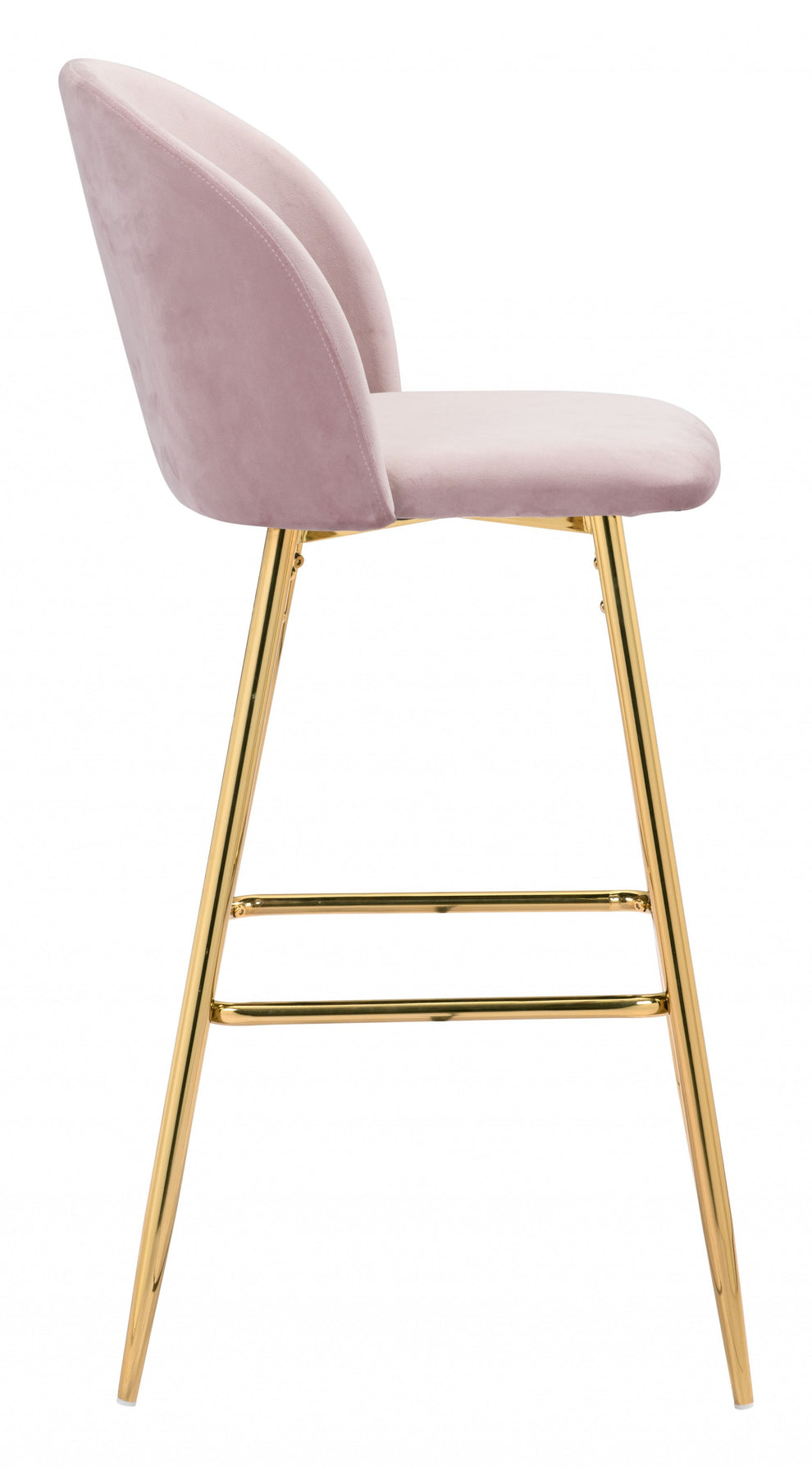 41" Pink And Gold Steel Low Back Bar Height Chair With Footrest By Homeroots | Bar Stools | Modishstore - 2
