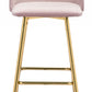 41" Pink And Gold Steel Low Back Bar Height Chair With Footrest By Homeroots | Bar Stools | Modishstore - 3