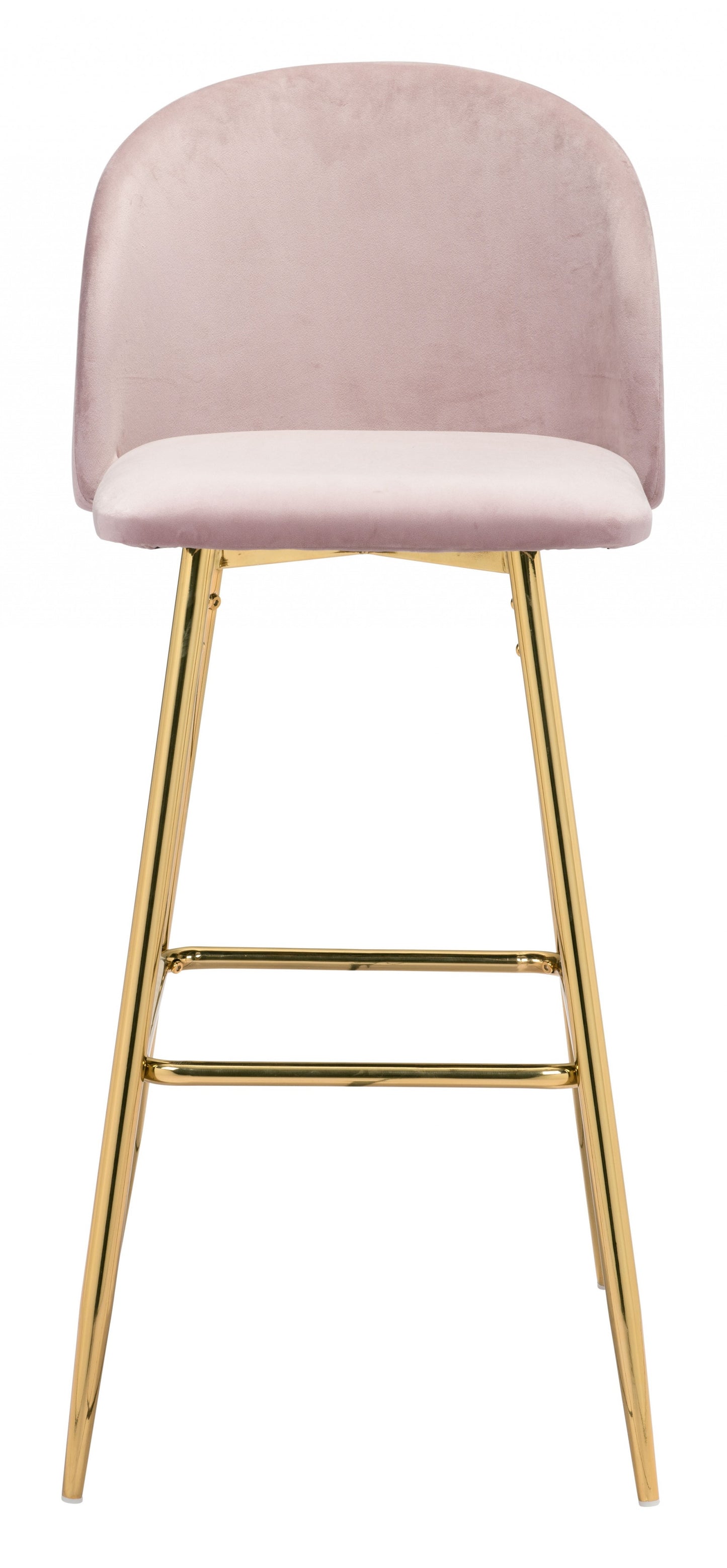 41" Pink And Gold Steel Low Back Bar Height Chair With Footrest By Homeroots