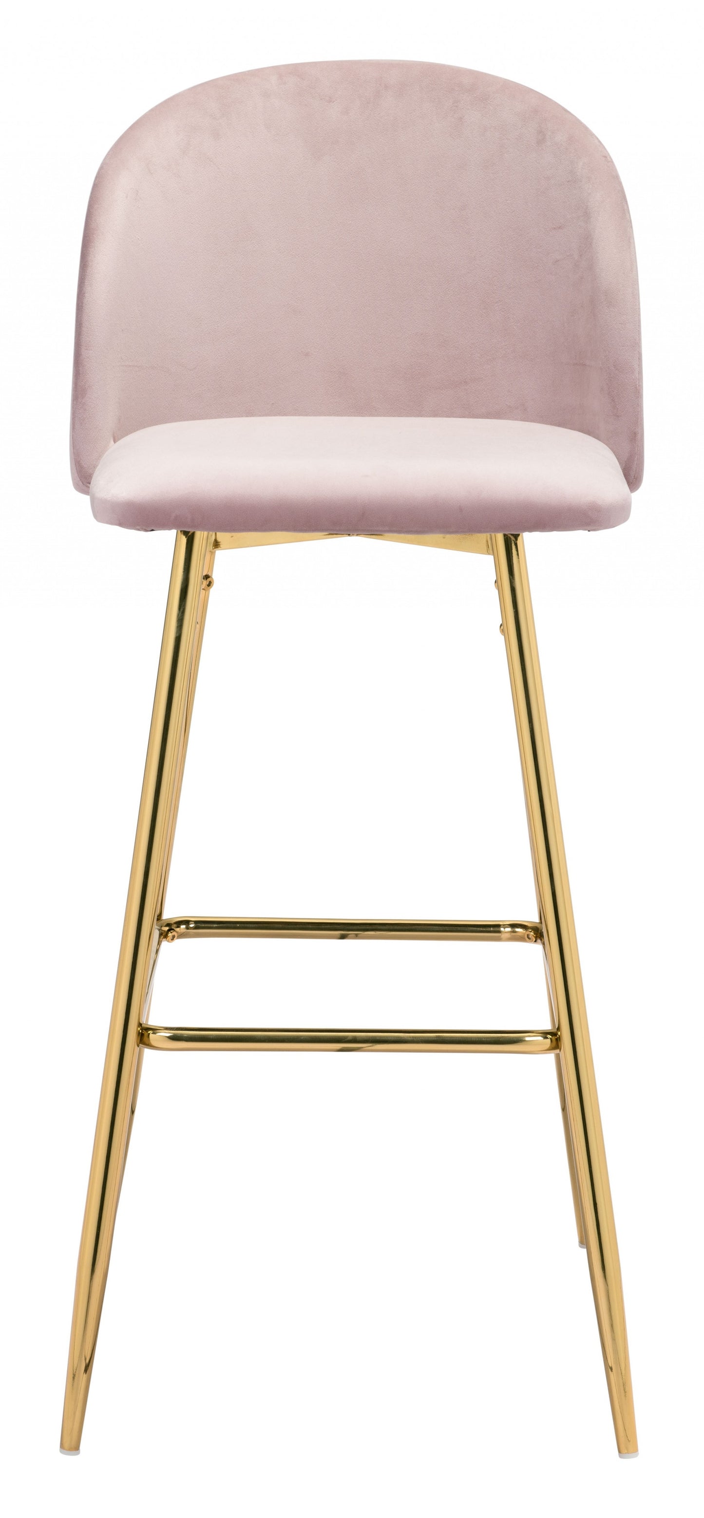41" Pink And Gold Steel Low Back Bar Height Chair With Footrest By Homeroots | Bar Stools | Modishstore - 3