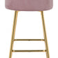 41" Pink And Gold Steel Low Back Bar Height Chair With Footrest By Homeroots | Bar Stools | Modishstore - 4
