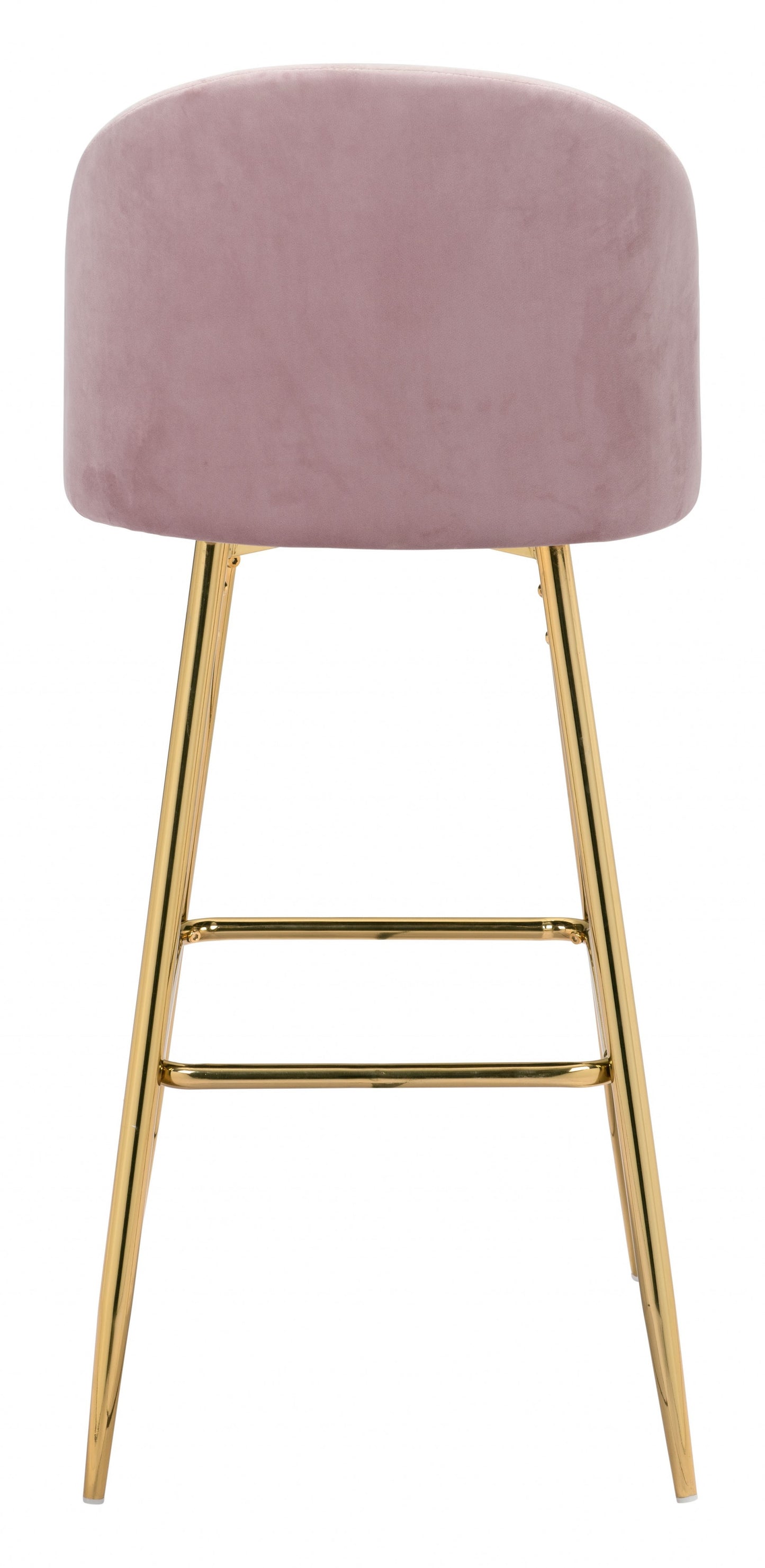 41" Pink And Gold Steel Low Back Bar Height Chair With Footrest By Homeroots | Bar Stools | Modishstore - 4