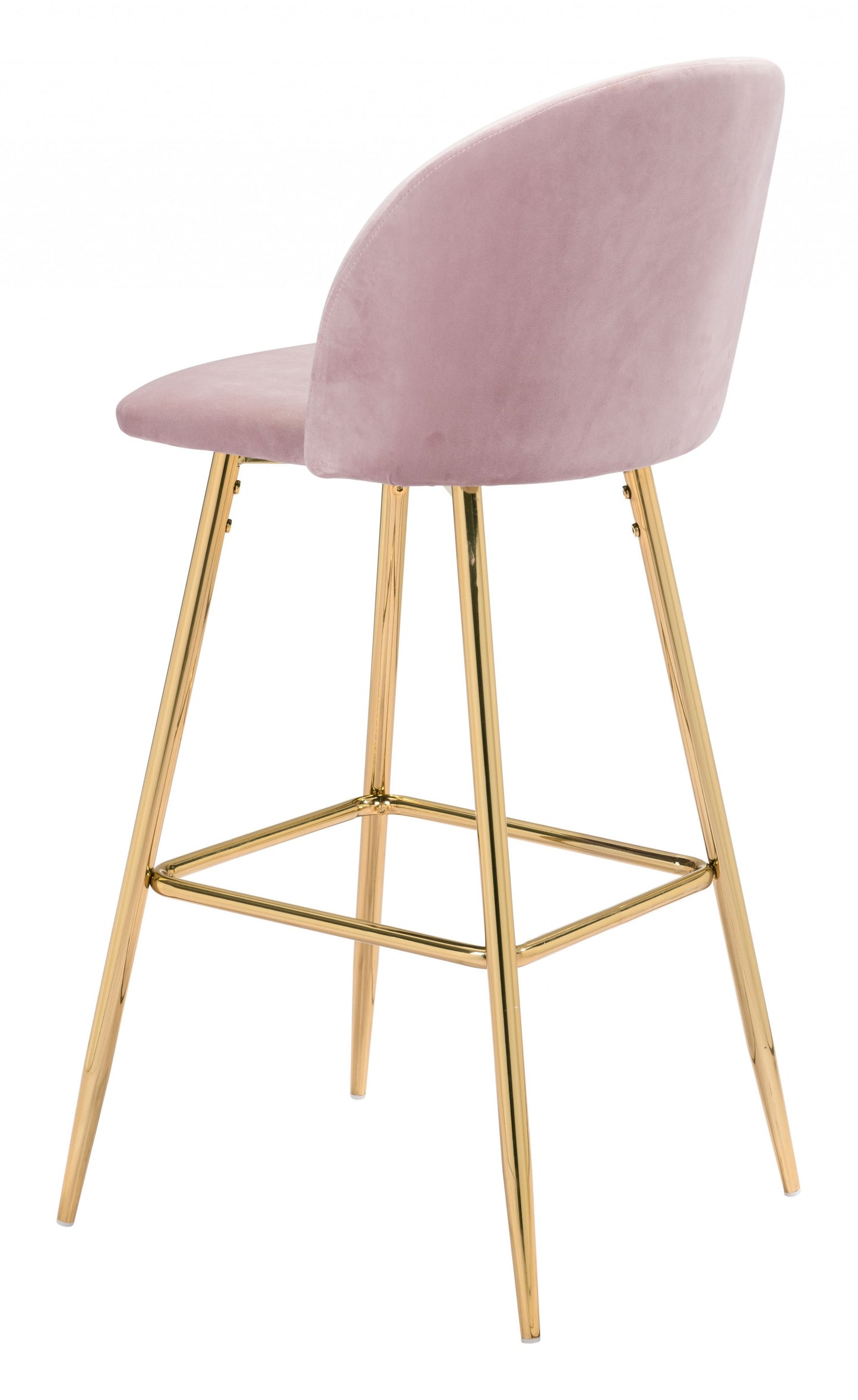 41" Pink And Gold Steel Low Back Bar Height Chair With Footrest By Homeroots | Bar Stools | Modishstore - 5
