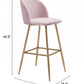 41" Pink And Gold Steel Low Back Bar Height Chair With Footrest By Homeroots | Bar Stools | Modishstore - 9