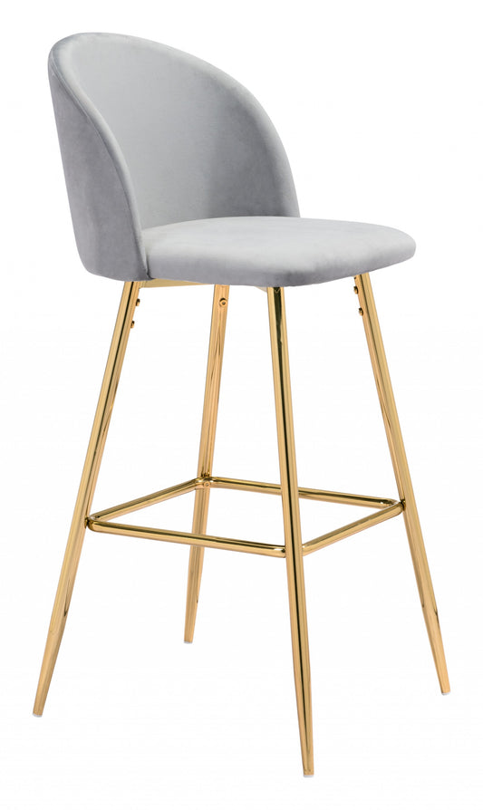 41" Gray And Gold Steel Low Back Bar Height Chair With Footrest By Homeroots