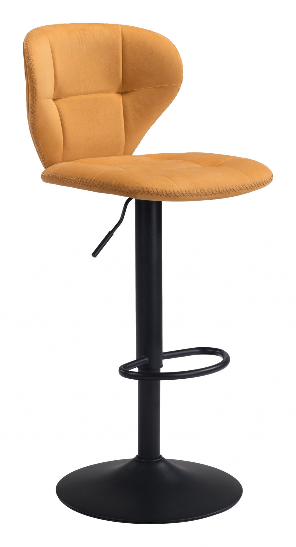 24" Yellow and Black Steel Swivel Low Back Counter Height Bar Chair with Footrest By Homeroots | Bar Stools | Modishstore - 2