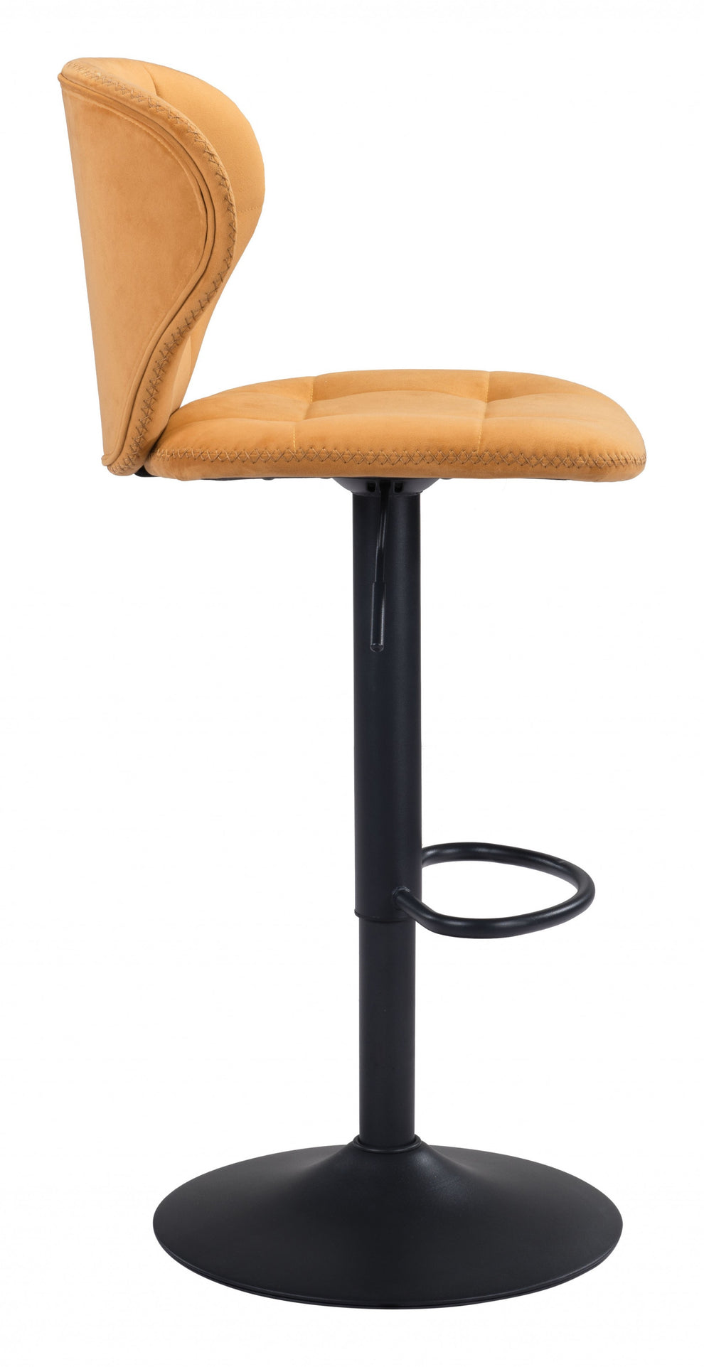 24" Yellow and Black Steel Swivel Low Back Counter Height Bar Chair with Footrest By Homeroots | Bar Stools | Modishstore - 3