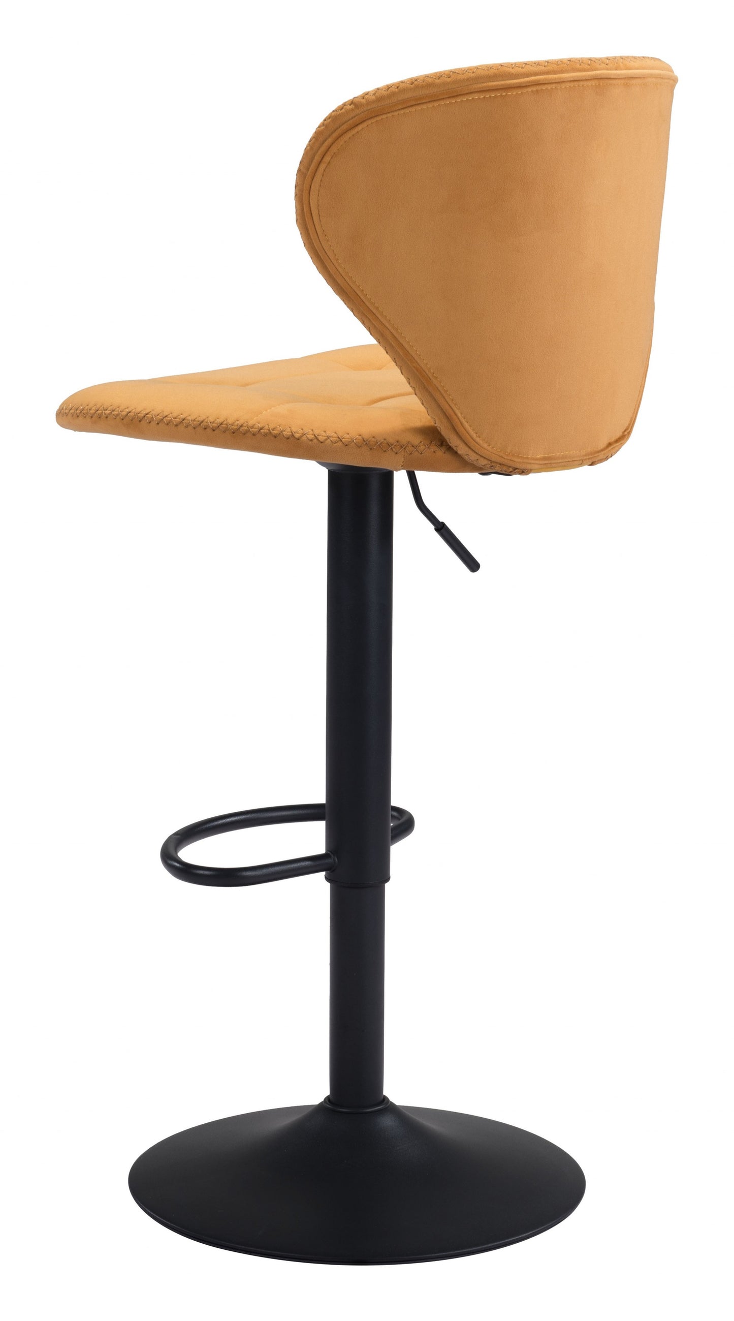 24" Yellow and Black Steel Swivel Low Back Counter Height Bar Chair with Footrest By Homeroots