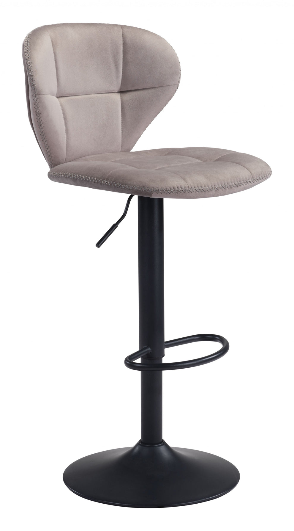 35" Gray And Black Steel Swivel Low Back Counter Height Bar Chair With Footrest By Homeroots | Bar Stools | Modishstore - 2