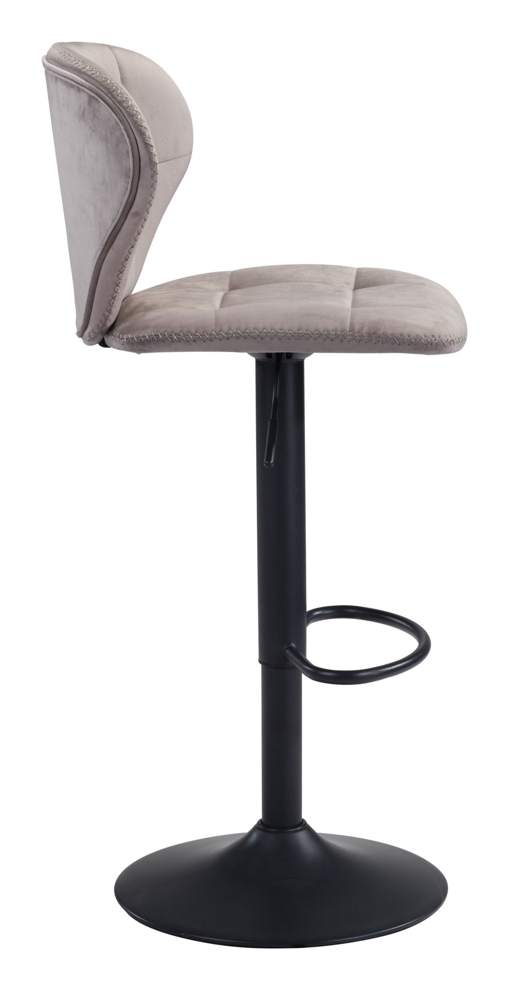 35" Gray And Black Steel Swivel Low Back Counter Height Bar Chair With Footrest By Homeroots | Bar Stools | Modishstore - 3